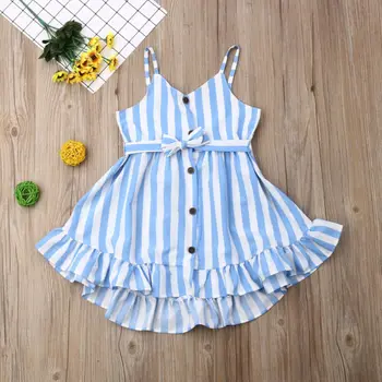 

Ca Toddler Kid Baby Girl Dress Sleeveless Stripe Button Dress Casual Clothes Set