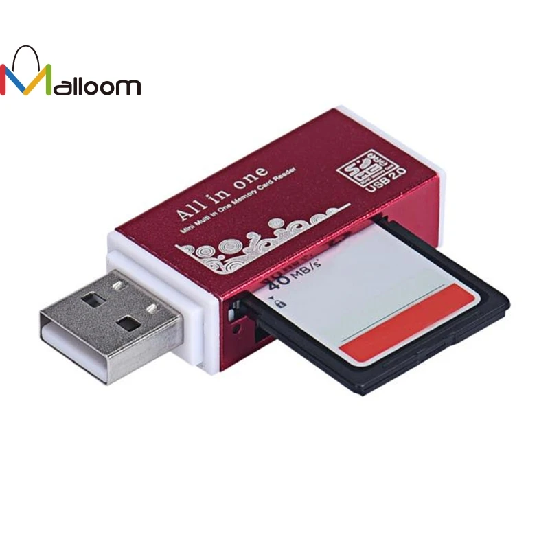 Malloom Новое поступление универсальный металлический USB 2,0 все в 1 мульти SD TF считыватель карт памяти для ПК компьютера мобильного телефона и 15