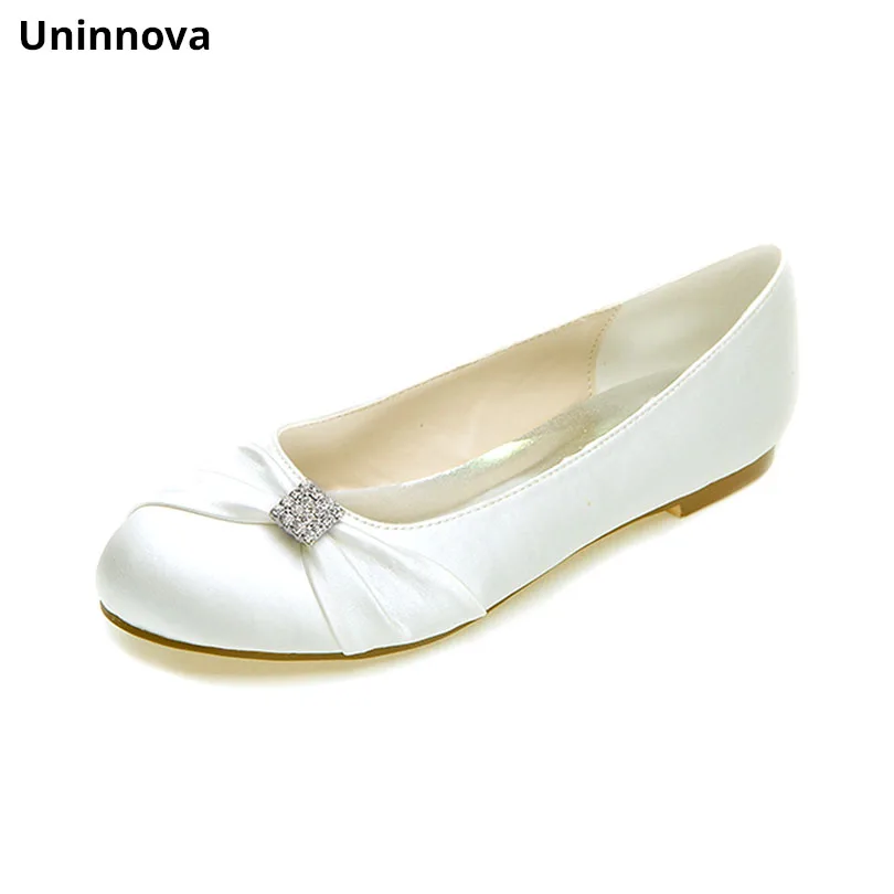 

Vory White Wedding Flats Banquet Crystal Pleated Ivory Bridal Shoes Handmade Satin Champagne Ladies Evening Flats 9872-007 CJB