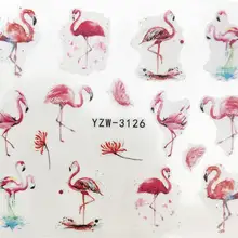 WUF 1 лист наклейки для ногтей s переводная наклейка мультяшный Фламинго милые животные дизайн ногтей слайдер Маникюр украшение