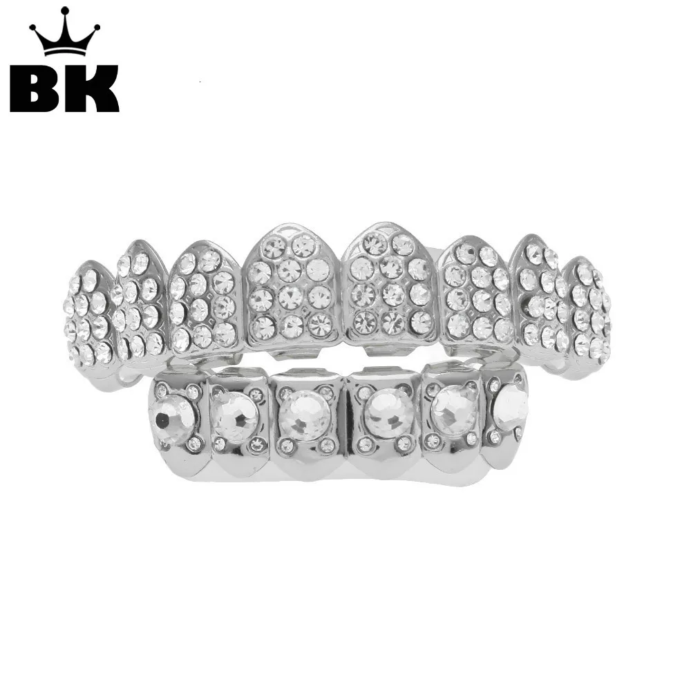 Grillz Diamond-Cut Bling Grill Top Upper Six 6 Teeth Silver Tone Hip Hop Mouth Grills