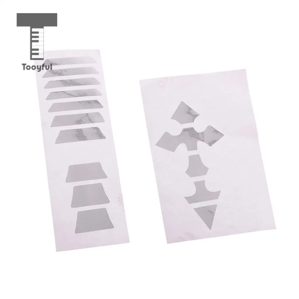 Tooyful 2 Pieces Guitar Fretboard Inlay Sticker Cross +Guitar Inlay Fret Decal Marker Silver 