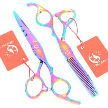 

Meisha 6 inch Rainbow Hair Scissors Set Cheap Barber Shears Japan 440c Hairdressing Cutting Thinning for Haircut HA0322