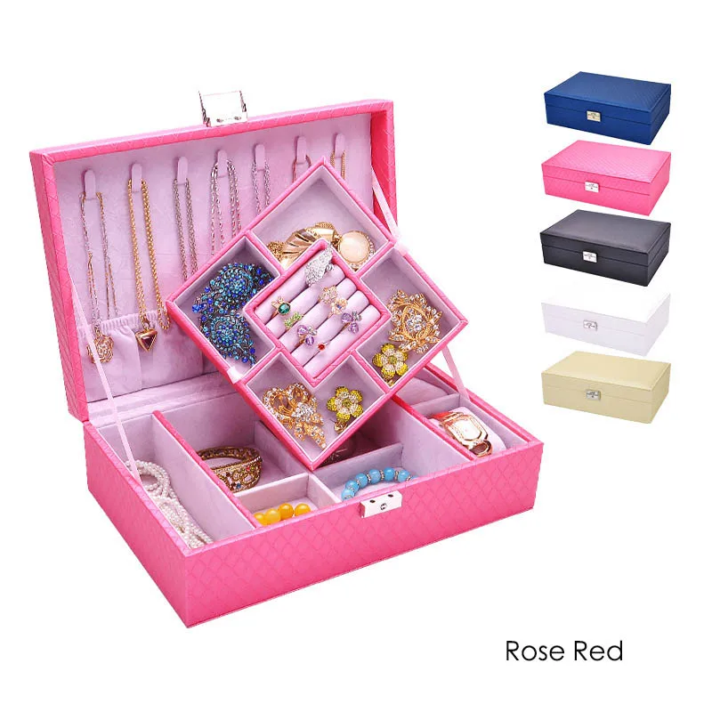 

Double Layers Travel jewelry organizer box Necklace display multi-storey portable Decoration storage Container box for jewelry