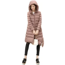 Женский толстый пуховик асимметричной длины с длинным капюшоном армейский зеленый черный розовый