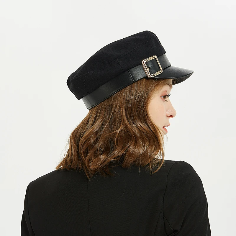 [FEILEDIS] военная шляпа зимние шапки для Для женщин Для мужчин Винтаж Flat Top Militar шляпа чёрный берет армии Кепки LR-07