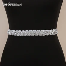 TOPQUEEN-correa de diamantes de imitación S216 para mujer, cinturón hecho a mano para vestidos de boda, cinturón nupcial, cinturón de boda para novia, banda para fiesta