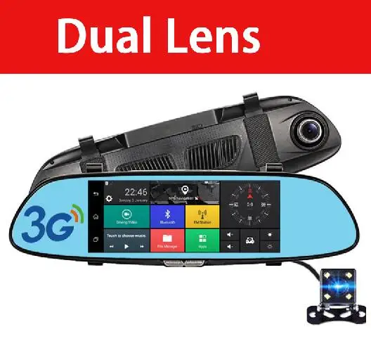 QUIDUX Автомобильный видеорегистратор зеркало заднего вида " 3g Full HD 1080 P gps навигация wifi двойной объектив видео рекордер камера видеорегистратор монитор парковки - Название цвета: dual lens
