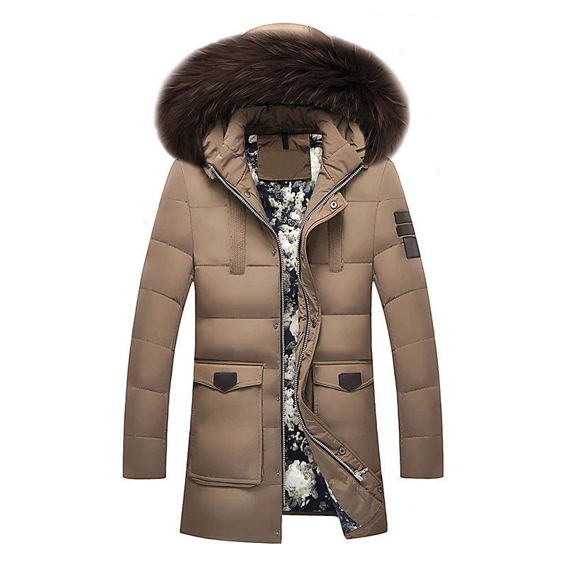 Бренд, пуховик, 90% белый утиный пух, куртка, пальто, зимнее теплое пальто, повседневный мужской пуховик, натуральный мех, воротник, пальто с капюшоном
