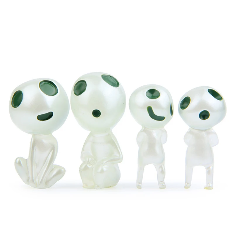 

4pcs/lot Hayao Miyazaki Princess Mononoke Figures Toys Noctilucence Kodama Tree Spirit Resin Action Figure Toys Kids Gifts