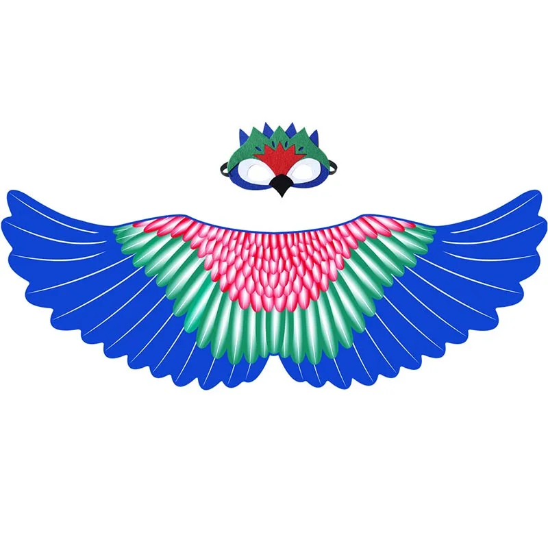 Детская цветная накидка из полиэстера для девочек, накидка в виде попугая, совы, накидка, накидка, украшение в виде крыла, мантия, Детские пончо - Цвет: macaw 3