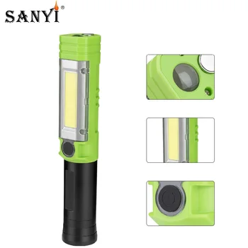 

Sanyi 4 Modes COB LED Work Flashlight Inspection Light Torch Camping Tent Lantern Telescopic Magnet Rod Pick Up Tool Use 3xAA