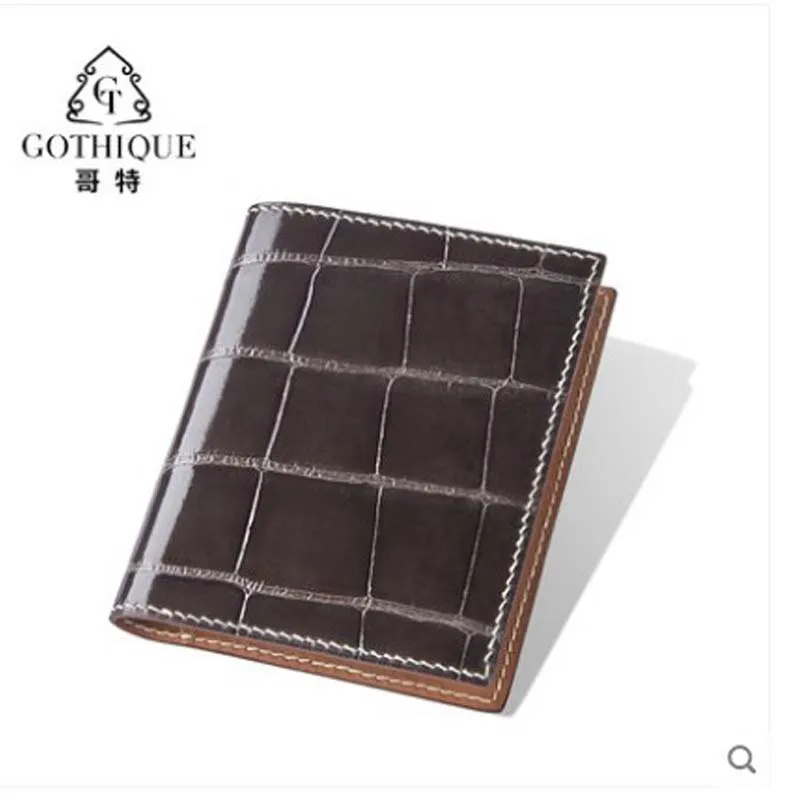 

gete Imported crocodile leather wallet men's shorts alligator belly handmade men's leather thin vertical wallet