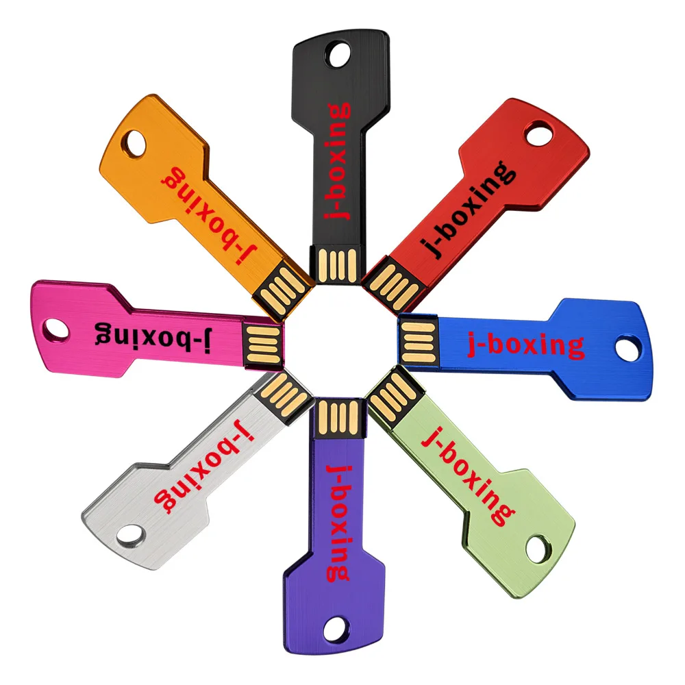 

J-boxing USB Flash Drive Key Shape 8PCS/Pack 1GB 2GB 4GB 8GB 16GB 32GB Thumb Drive USB Memory Sticks Pendrives Colorful