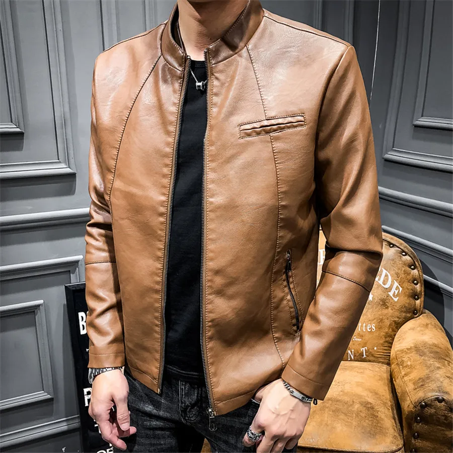 Мужские кожаные куртки осень зима толстые пальто размер M-4XL Мужская бархатная искусственная Байкерская мотоциклетная куртка Теплая мужская верхняя одежда