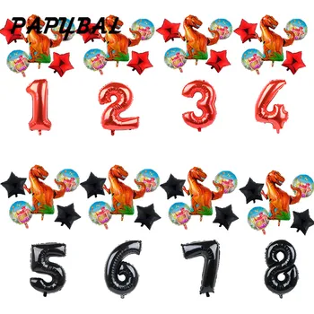 

6Pcs Big Dinosaur Foil Balloons 30inch Number Balloon Boy 1 2 3 4 5 6st Birthday Party Jurassic World Decorations Kids Toys Gift