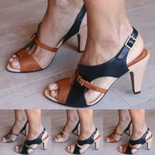 Летние женские туфли на высоком каблуке; удобные повседневные босоножки на шпильке с открытым носком и ремешком на щиколотке; zapatos de mujer;#19701