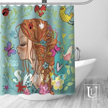 

Custom Girl Shower curtain Multi size Shower curtain includes 12 Plastic Hooks Antibacterial Easy to Hang Shower curtain