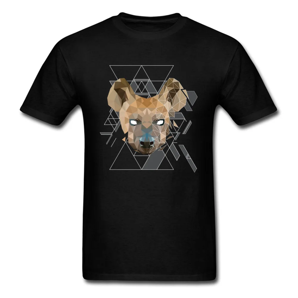 Geometric Hyena Top T-shirts for Men Printing Thanksgiving Day Tops Shirt Short Sleeve Fashion Tee-Shirt O Neck 100% Cotton Geometric Hyena black