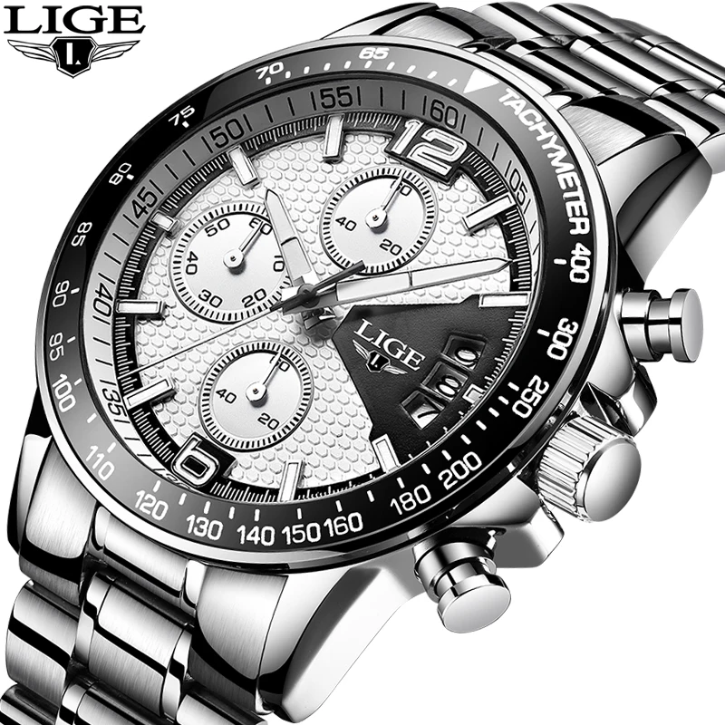 

LIGE Watch Men Fashion Sport Quartz Clock Mens Watches Top Brand Luxury Full Steel Business Waterproof Watch Relogio Masculino