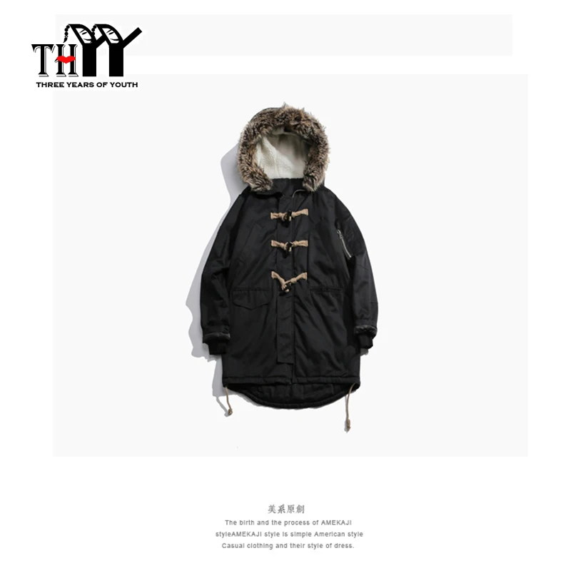 THYY Hooded font b Parkas b font for font b Men b font Thick Lamb Extra