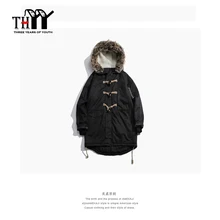 THYY Hooded font b Parkas b font for font b Men b font Thick Lamb Extra