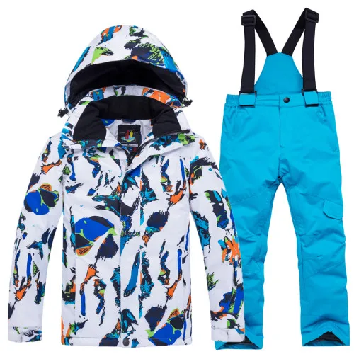 Детский лыжный костюм «Королева-30», верхняя одежда для катания на лыжах и сноуборде для девочек и мальчиков, водонепроницаемая теплая зимняя куртка+ штаны - Цвет: Set  9