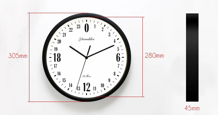 Новейший дизайн 24 часового циферблата 12 дюймов металлическая рамка современная мода декоративные круглые Настенные часы