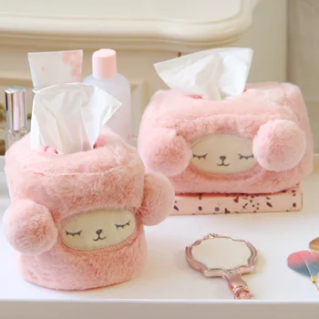

Plush Cartoon Sheep Tissue Box Cover Car Livingroom Bedroom Stuffed Tissue Box Holder UD88