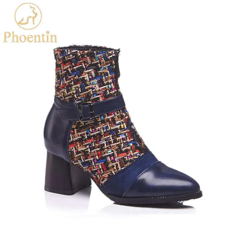 

Striped boots gothic with front zip mixed colors buckle boots jackboots patchwork hoof heels fetish shoes autumn PHOENTIN PH084