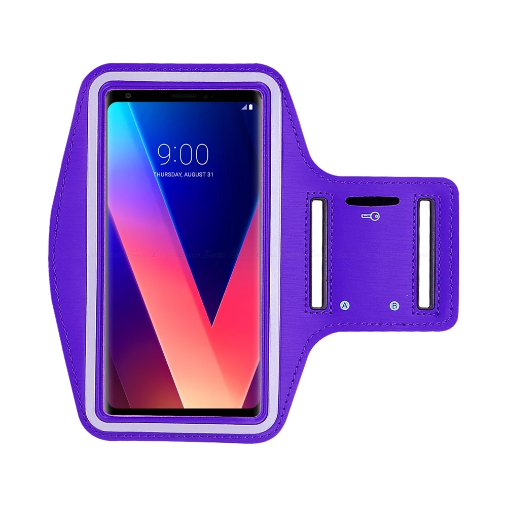 Чехол на руку для LG W30, W10, V30, V30S Plus, V35, V40, V50, V50S, ThinQ, 5G, V10, V20, спортивный держатель для телефона, сумка - Цвет: Фиолетовый