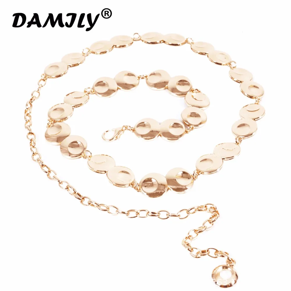 

Luxury Brand New Fashion Elegant Gold Silver Shinny Waist Chain Chic Style Metal Waist Female Punk Style Belt For Women