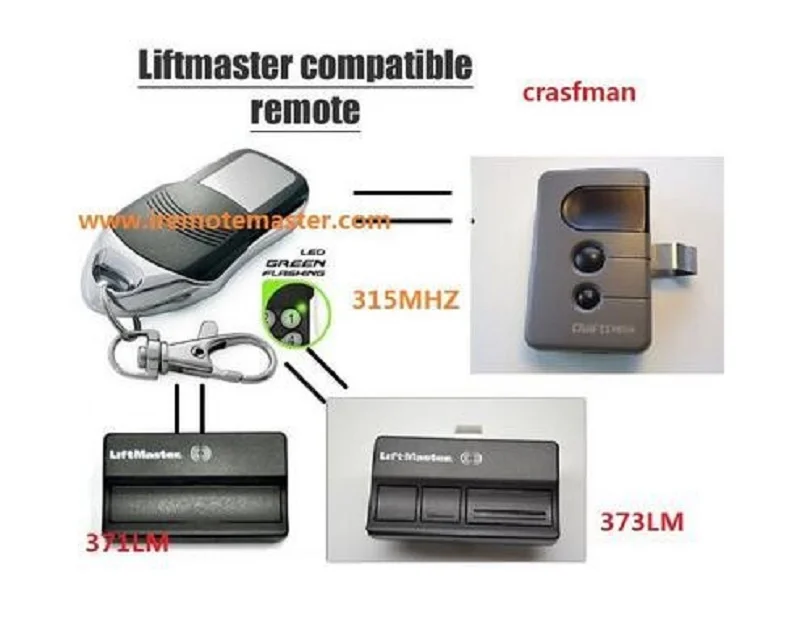 Замена двери гаража LiftMaster Crasfman 371LM 372LM 373LM 315 Mhz