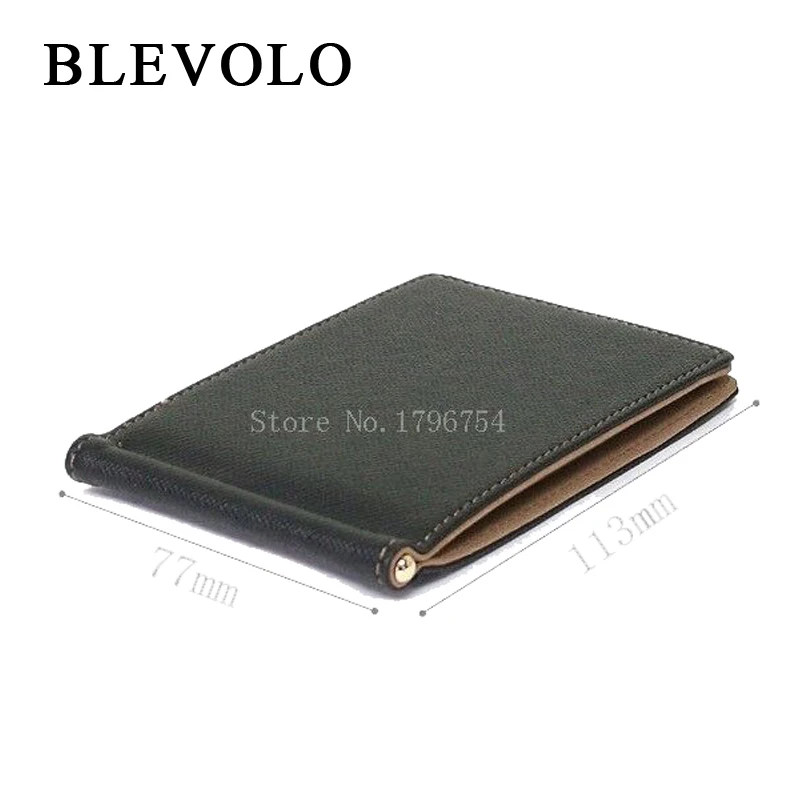 BLEVOLO Brand Men Wallet Short Skin Wallets Purses PU Leather Money Clips Sollid Thin Wallet For Men Purses 4 Colors