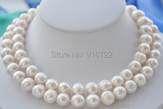 

free shipping >>>>32" 13mm NATURE white round freshwater pearl necklace