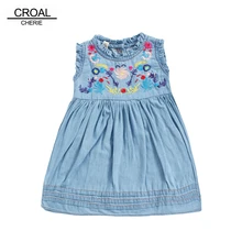 CROAL CHERIE модные Повседневное Вышивка платья для девочек, Q002 вечерние Роскошные джинсы детское платье-майка без рукавов платья для малышек
