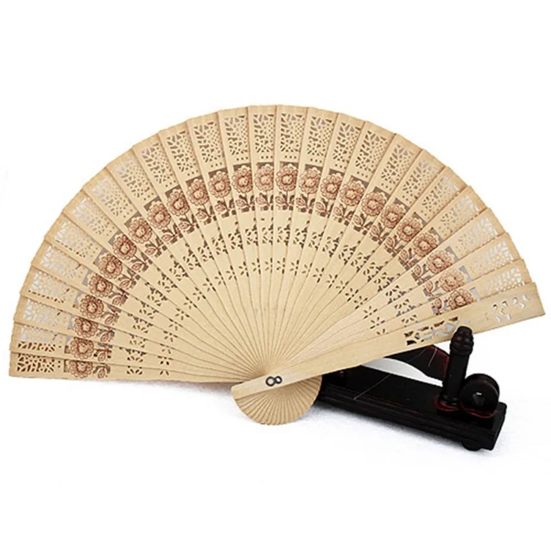 

Chinese Original Wooden Carved Hand Fan Folding Bamboo Wedding Bridal Party Fan Hot Sale Party decor Women