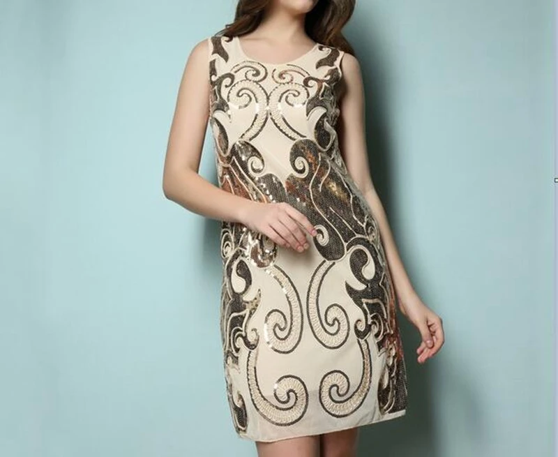 

Art Deco Party 1920s Style Glam Flapper Sequin Gatsby Charleston Dress Sleeveless Vintage Tank Dresses Party dress short glitter