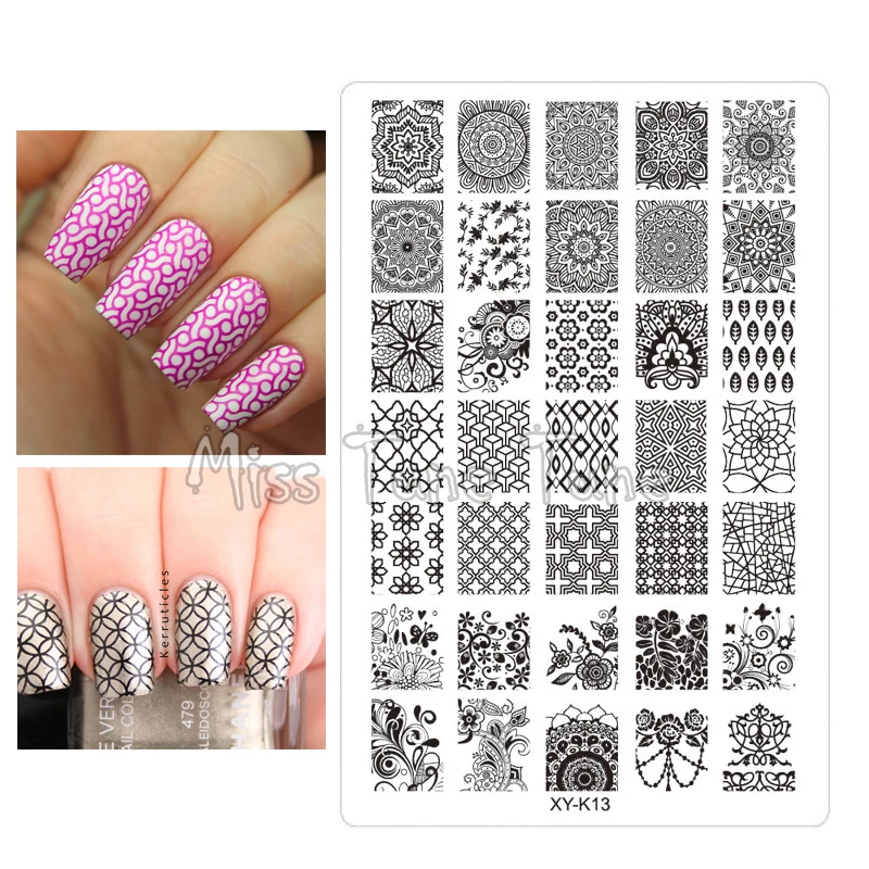 

Clear Acrylic Nail Stamping Plates Stamp Templates Image Polish Easy Transfer Tool XYK13 Geometric Pattern Circle Kaleidoscope