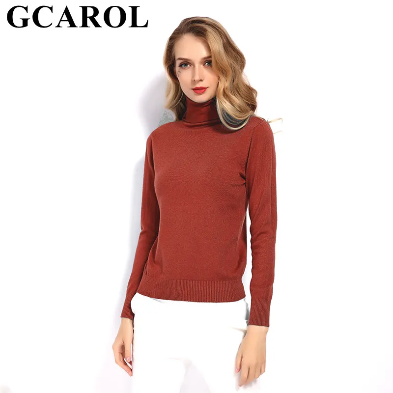 GCAROL, новинка, Осень-зима, 30% шерсть, водолазка, свитер, OL, карамельный, вязаный пуловер, женский, теплый, вязаный джемпер, уличный Топ - Цвет: Brick-red