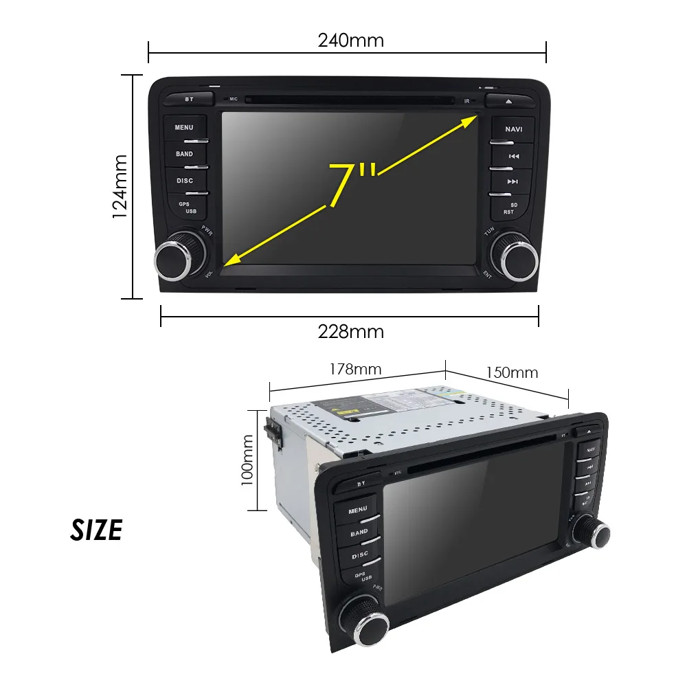 Top Ossuret Car Multimedia player Android 9 GPS 2 Din Autoradio Stereo System For Audi/A3/S3 Quad Core 2GB RAM wifi Car DVD Player 32