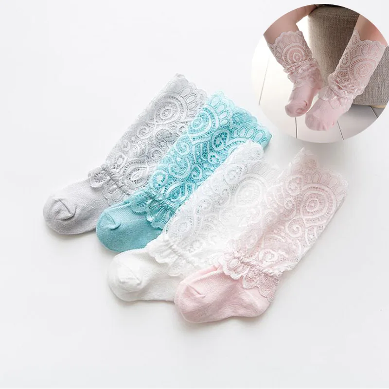 

2019 Summer Newborn Baby Socks Lace Bows Princess Baby Girl Socks Knee High Toddler Infant Socks calcetines Recien Nacido