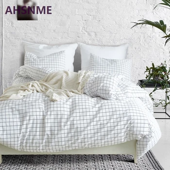 

AHSNME Modern Simple Plaid Bedding Set American Size Suitable for King Queen Twin Very Soft Quilt Cover Bedroom Home Textiles