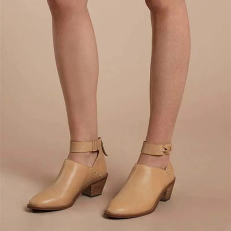 

Oeak 2019 New Women Faux Suede Boots Daily Chunky Heel Zip Breathable Female Comfort Shoes Retro Spring PU Leather Dropship