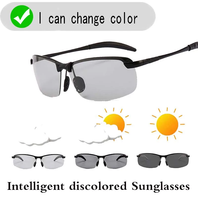 

Intelligent photochromic SunglassesMen's Polarized Retro Fashion Square Driving Mirror