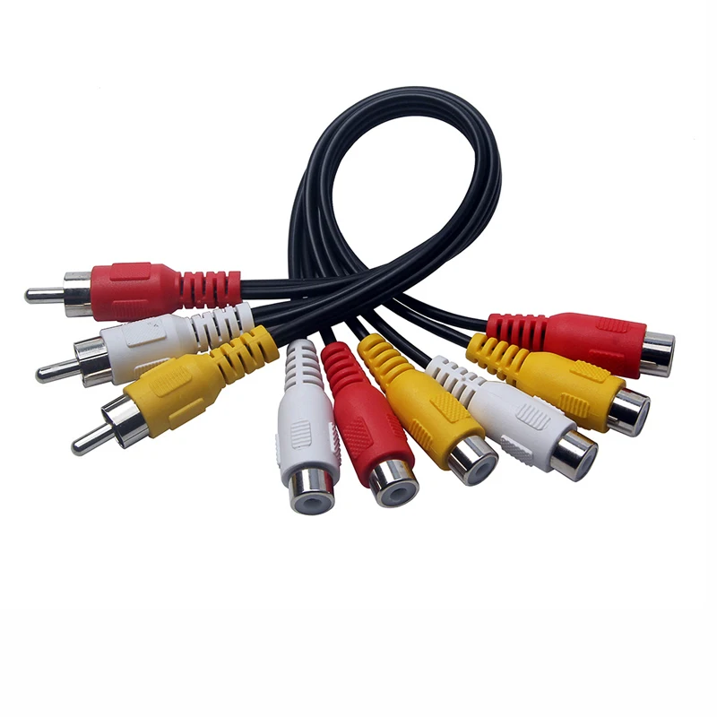 1 шт. тройной RCA стерео аудио и видеокабель 3 штекера на 6 разъемов/AV сплиттер