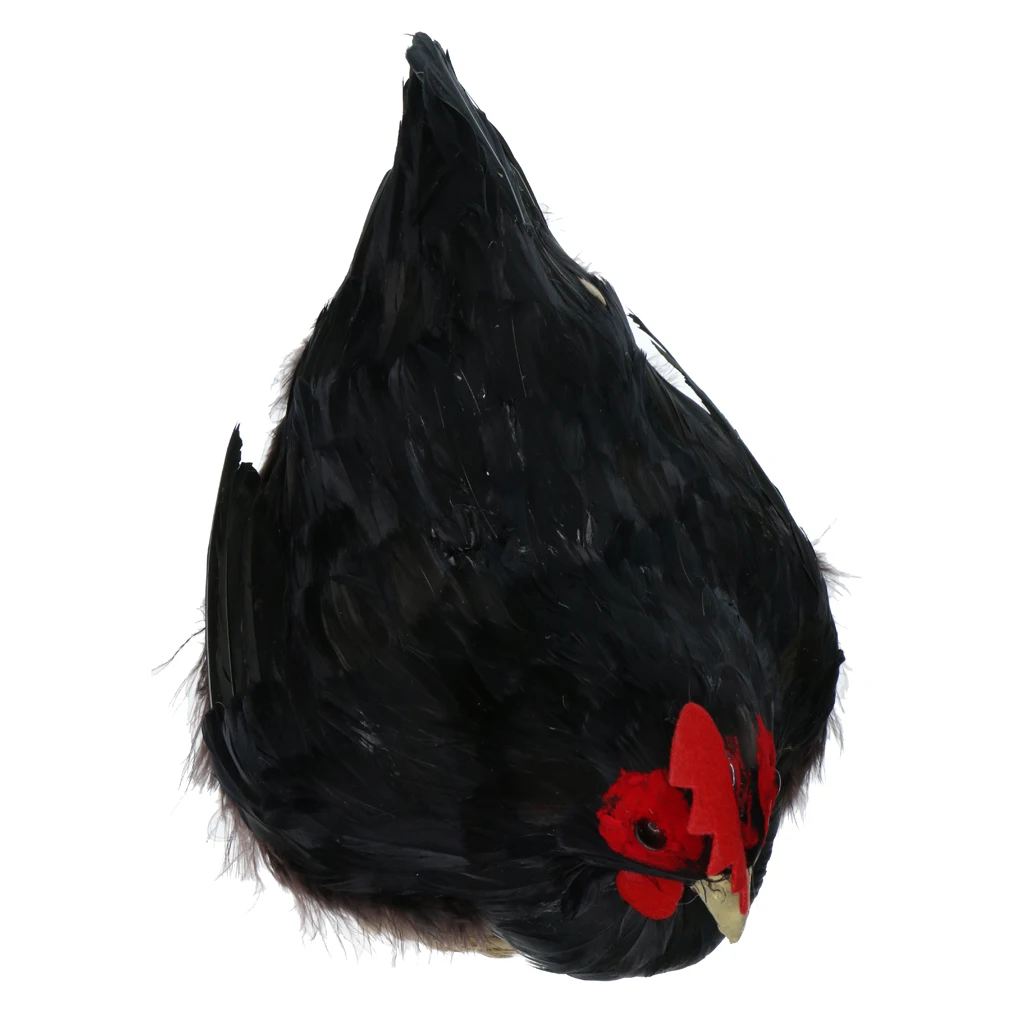 Vivid Standing Hen Simulated Hen Model Decoration Hen With Egg Figurine Spring Decor Furry Animal Home Decor