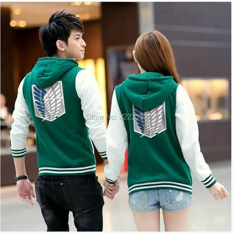 Kopen Goedkope Cosplay Anime Kostuums Shingeki Geen Kyojin Aanval Op Titan jasje Krassen Velvet toevallige hoodies Sweatshirt voor koppels