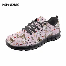 INSTANTARTS/милые сетчатые туфли на плоской подошве с рисунком медсестры и медведя для девочек; дышащие розовые кроссовки на шнуровке; модные брендовые лоферы; обувь