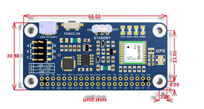 Waveshare L76X мульти-ГНСС шляпа для Raspberry Pi поддерживает gps BDS QZSS UART интерфейс, поддерживает D gps, SBAS(WAAS/EGNOS/MSAS/GAGAN